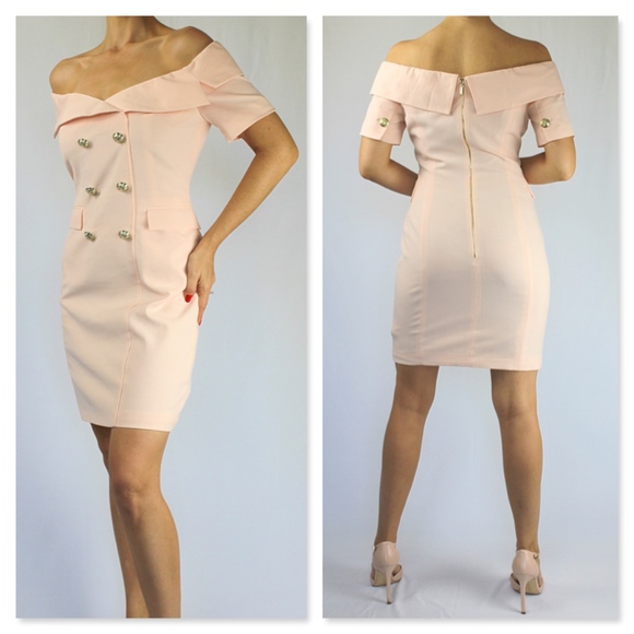 VENUS Button Detail Bodycon Dress Light Pink NWOT - Picture 3 of 8